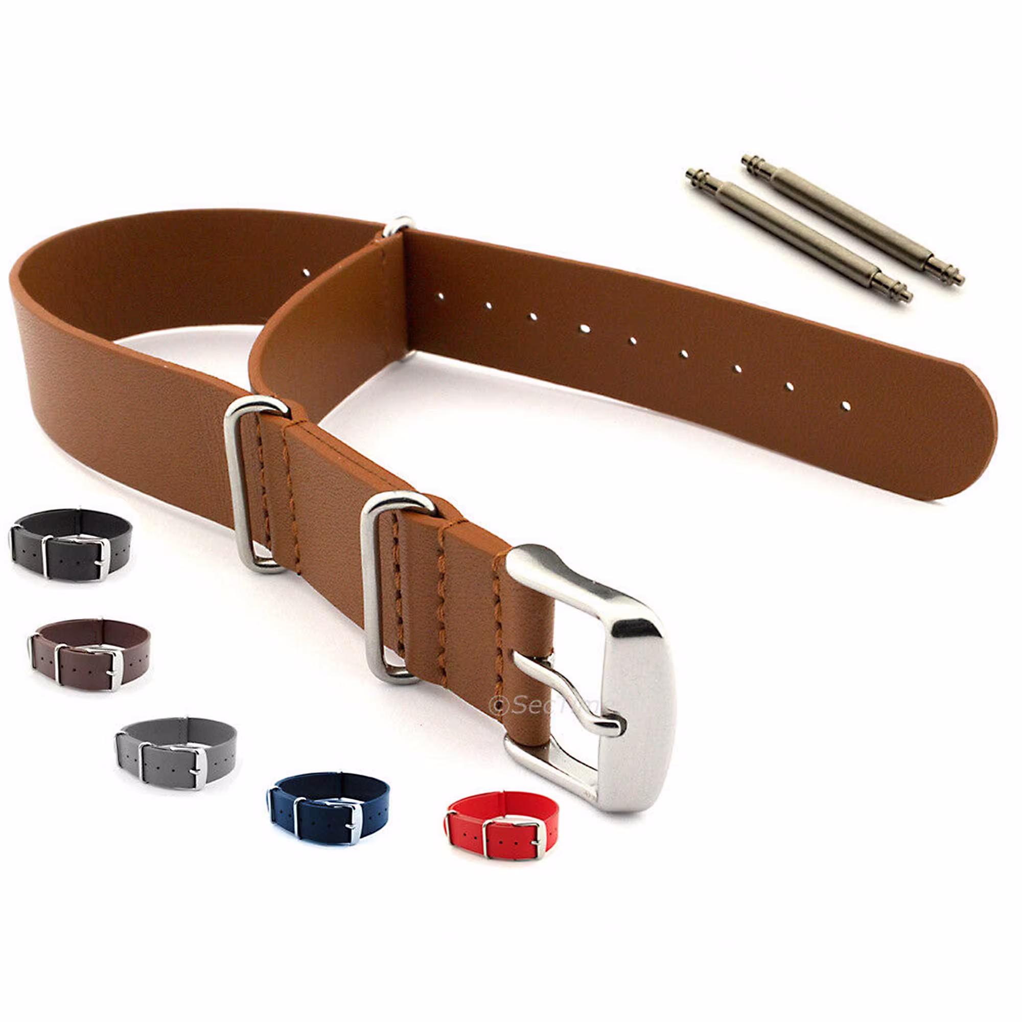 18mm 20mm 22mm 24mm Genuine Leather Nato Watch Strap Band, Military, G10, For Fixed Or Standard Lugs Ss. Buckle Black Brown Blue Grey Red