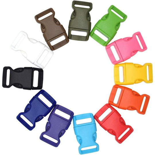 Color Mix 12 Pack Plastic Curved Buckles for 15mm Paracord Bracelets