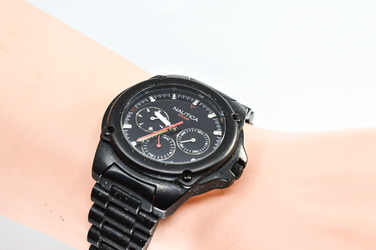 Nautica Black Tone Mans Steel , Sports Wrist Watch