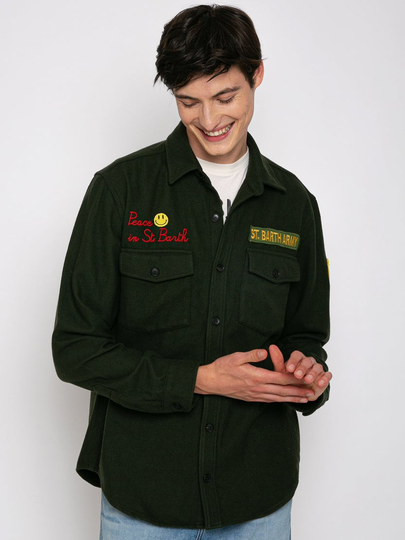 MC2 Saint Barth Moleskin Overshirt With Peace In St. Barth Embroidery