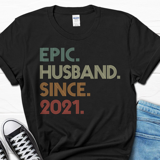 2nd Wedding Anniversary Gift For Epic Husband, Husband Since 2021 Shirt, 2 Year Tee Him, Married Years