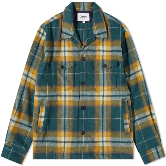 Corridor Ombre Plaid Military Jacket Green