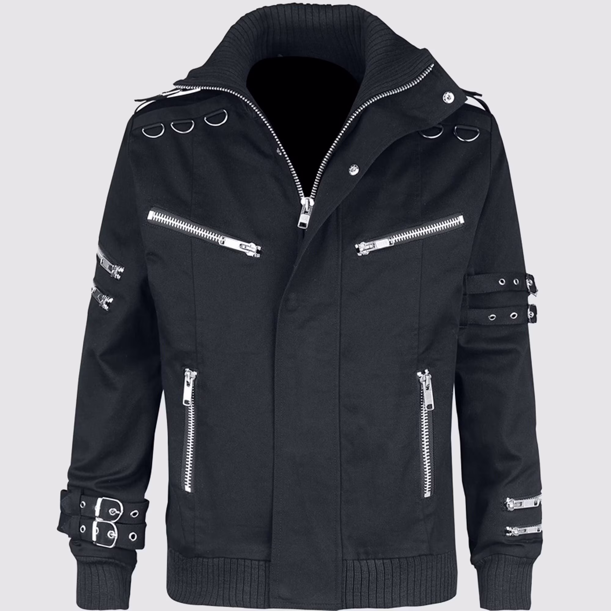 Men's Prime Quality Handmade Gothic Goth Rock Metal Black Steampunk Jacket