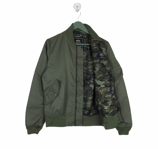 Vtg Rare 90S Alpha Industries Ma-1 Flight Bomber Military Jacket Camouflag Lining M Size