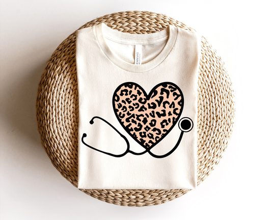 Leopard Nurse Shirt, Gift Ideas For Nurses, Personalized Gifts, Stethoscope Shirt