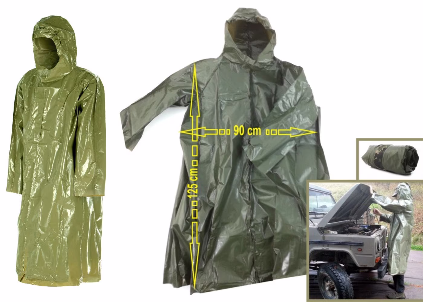 Military Raincoat, Vintage Chemical Raincoat Chernobyl, Army Poncho, Long Green Rain Coat