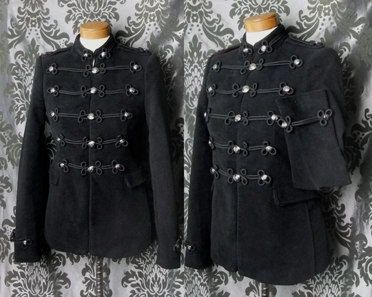 Corporate Goth Black Fitted Mayhem Buttoned Jacket Coat 4 6 Victorian Military Steampunk