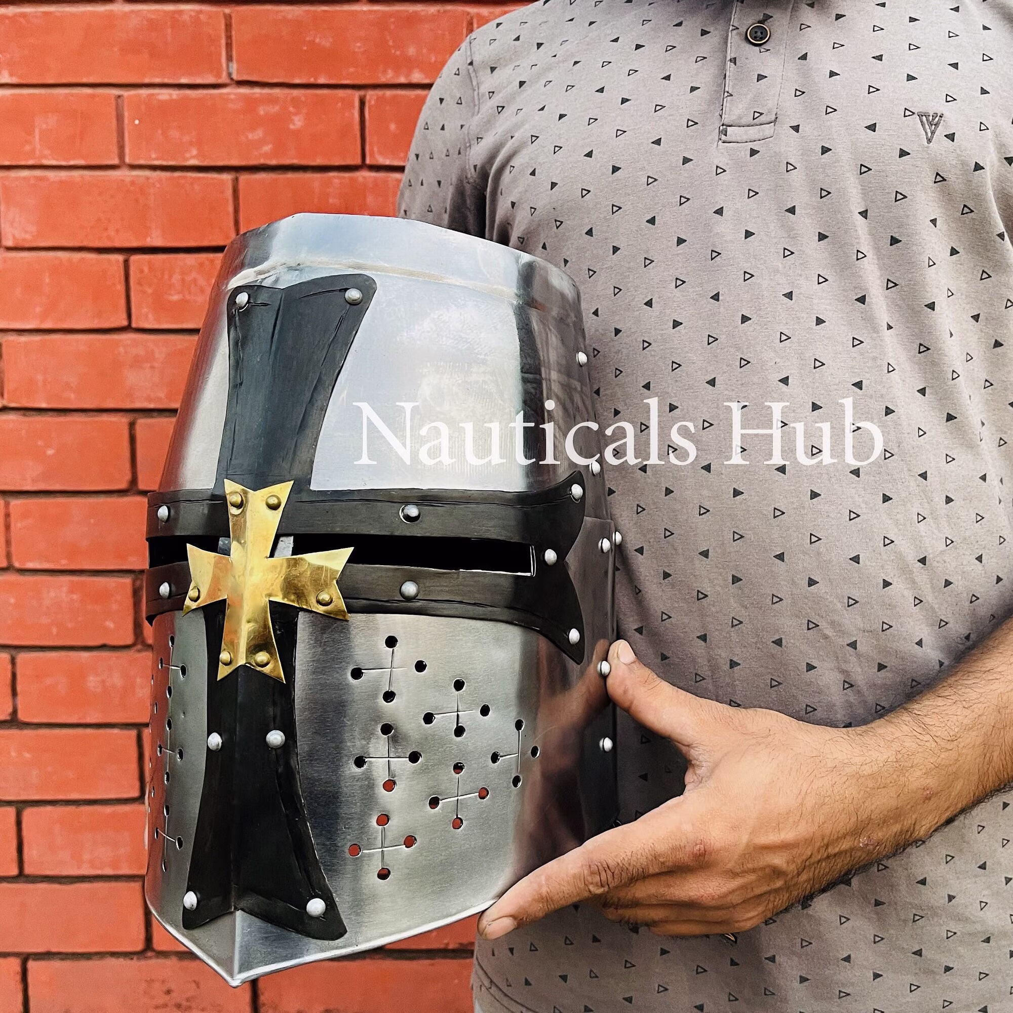 Medieval Knight Helmet | Jerusalem Templar Fully Wearable Gift For Him
