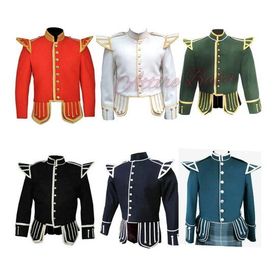 100% Blazer Wool Military Piper Drummer Doublet Kilt Jacket Custom Made Jackets in Different Colours