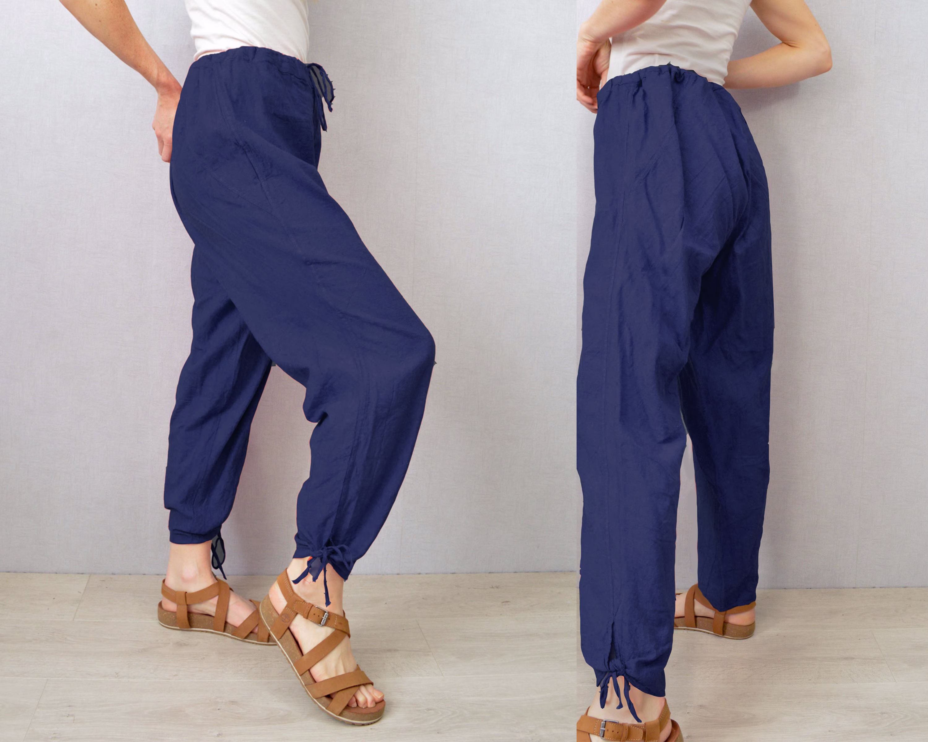 1940S Cotton Harem Pants - Linen High Waisted Genuine Vintage Xs S M