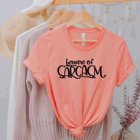 Beware Of Sarcasm.. | Sassy Sarcasm Sarcastic Athletic Top Gym Tee Womens Tshirts Workout Women