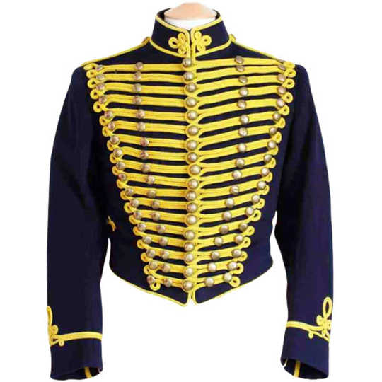 Custom Made Military Mens Hussar Officers Navy Blue Jacket Jacket For Men Hussar With Gold Braiding Unisex Jackets