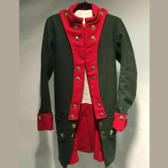 New Jager Hessian Field Wool Coat Men's Green & Red Jacket, Green Field Military Jacket , Military Tail Coat, Napoleon Hussar