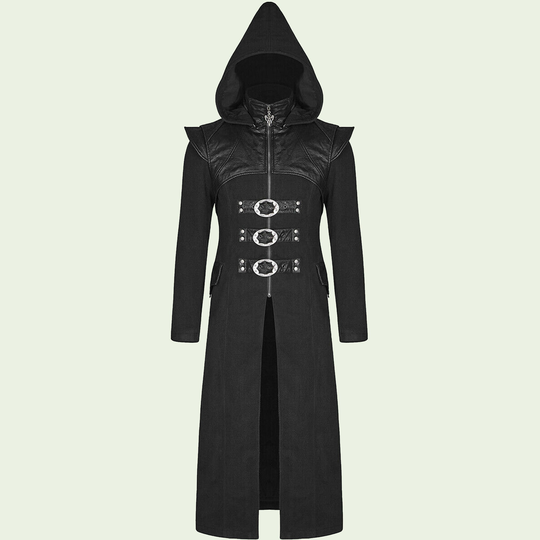 Mens Gothic Hooded Coat Long Jacket , Cosplay Black