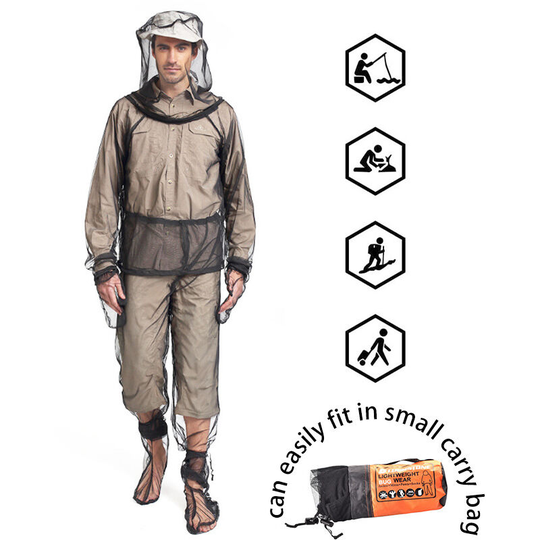 Mosquito repellent clothing mosquito repellent suit with net hood pants mesh jacket for outdoor and camping (xl) - Thsinde