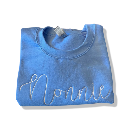 Embroidered Nonnie Sweatshirt, Shirt, Grandmother Pullover, Gift For Grandmother, Nanny Gift, Gramma Nonna