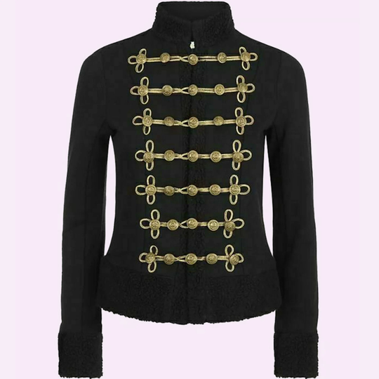 New Black Ladies Jacket Wool Coat Braid Jacket, Ladies Fashion Hussar