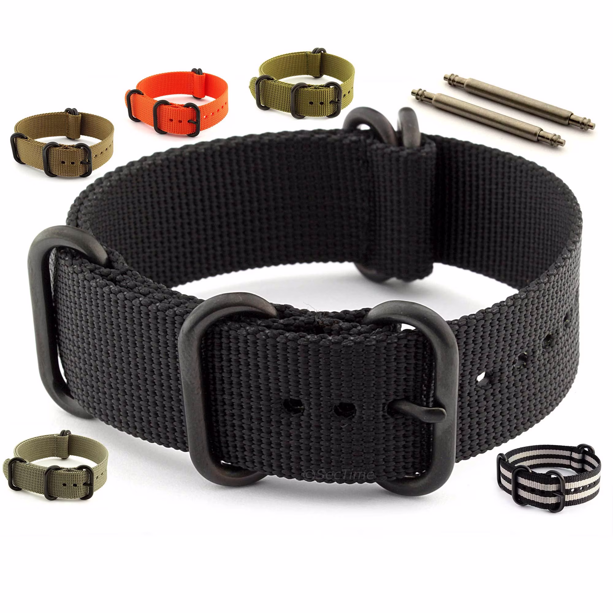 18mm 20mm 22mm 24mm 26mm Nylon Nato Military Watch Strap Band Heavy Duty Zulustrong Fixed/Standard Lugs Pvd Buckle Black Grey Green Orange