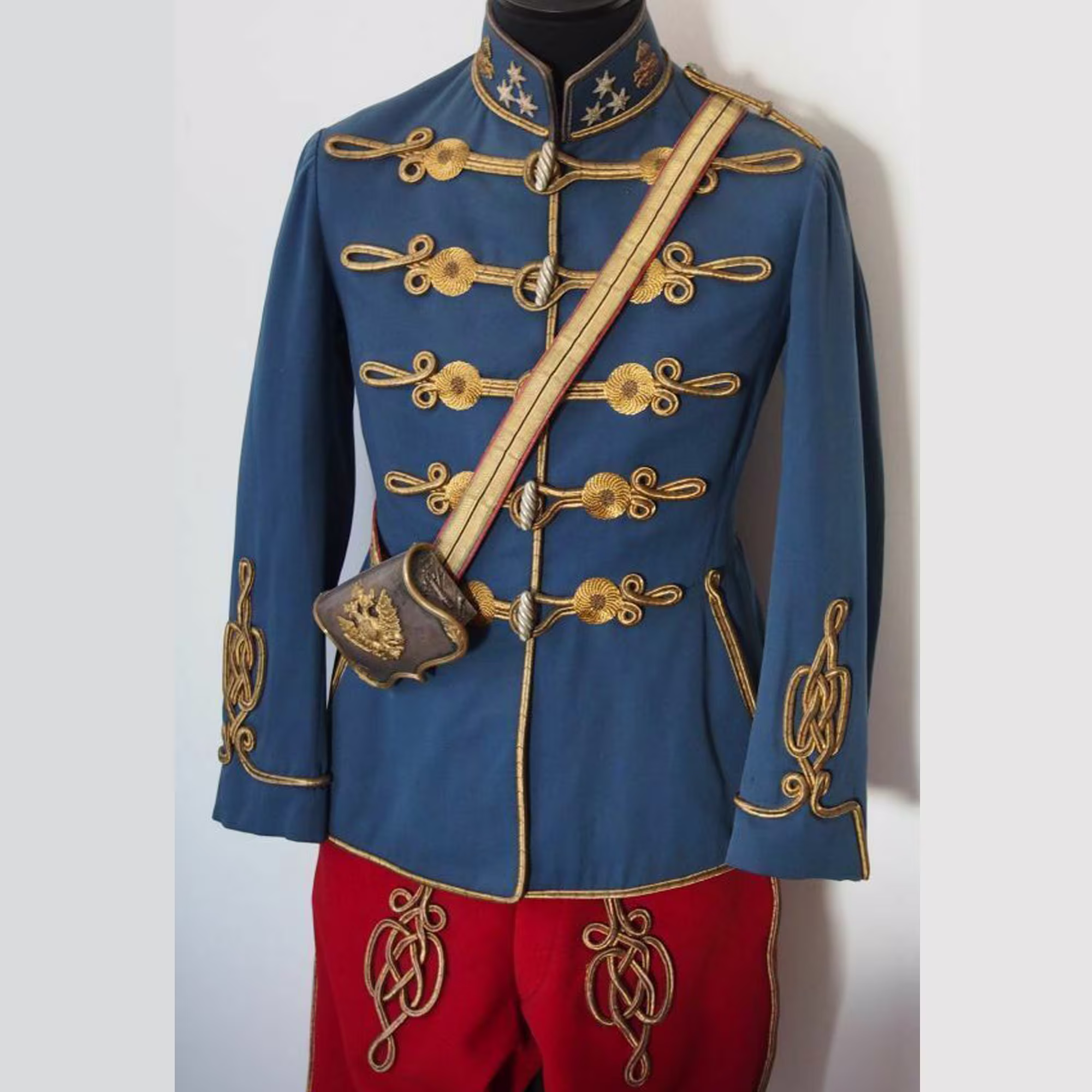 New Men Blue Cavalry Captain Of The Austro-Hungarian Hussar Regiment Jacket, Lancer Officer Jacket, Admiral Infantry Regiment Coat