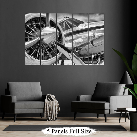Aircraft Turbine Large Photo, Home Wall Art, Air Plane Decor, Engine Military Black & White Room Gift Idea