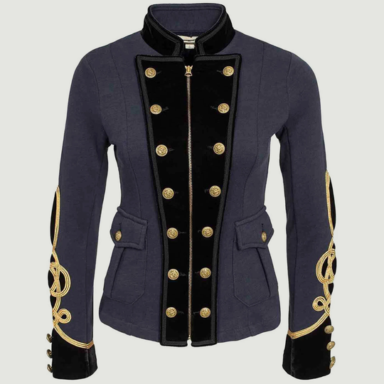 New Winter Blue Ladies Officer Jacket Wool Coat Braid Jacket, Ladies Fashion Hussar