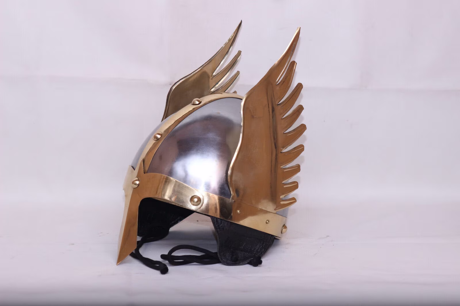 18Ga Larp Steel & Brass Viking Helmet Knight Norman Warrior Replica