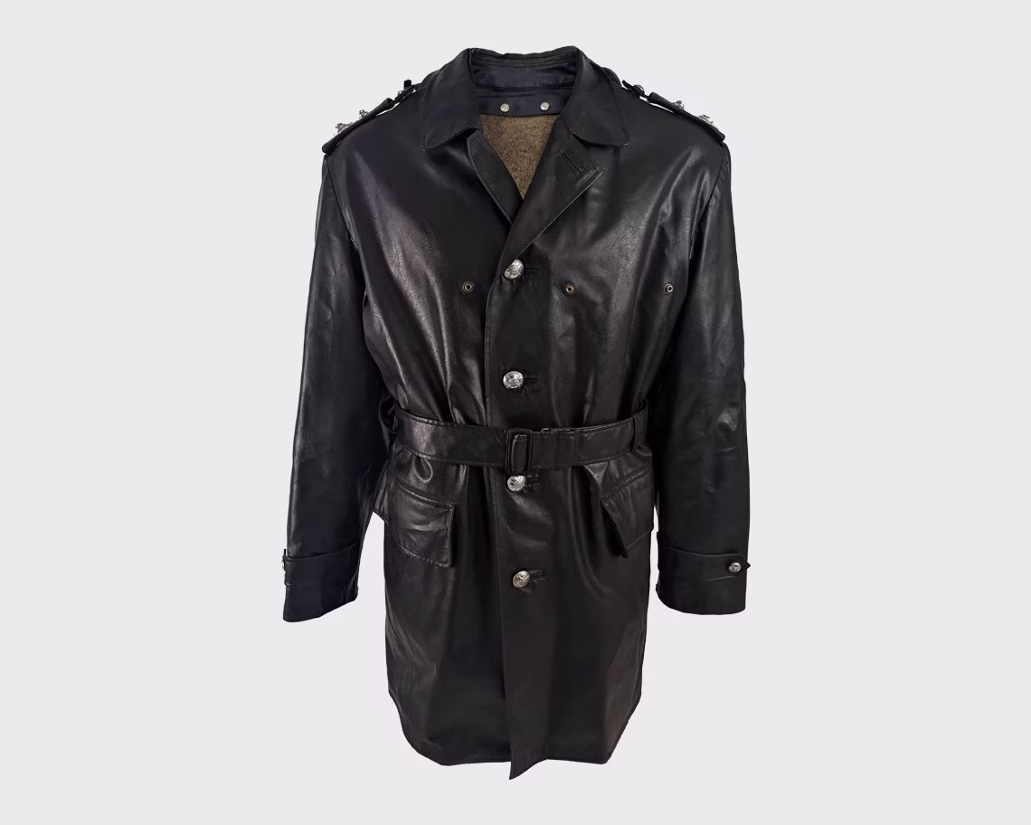 Vintage 60S Firefighters Coat, Black Vinyl Jacket, 80S Punk Military Clothing, Firemans Heavy Workwear Faux Leather Jacket