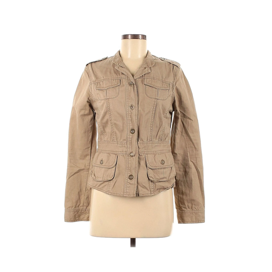 Vintage Aeropostale Beige Cargo Button Up Military Jacket Coat Medium