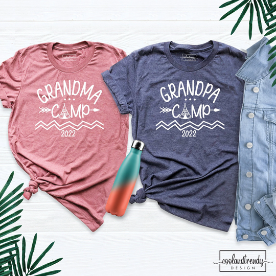 Grandpa Camp Shirt, Grandma Camping Fathers Day 2022 Family Outdoor T-Shirt, Custom Tee
