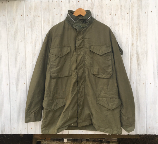 Vintage 70S Og Us Issue Military Distressed/Deck Army Bombers Windbreaker Parkas Olive Green Jacket Medium Size