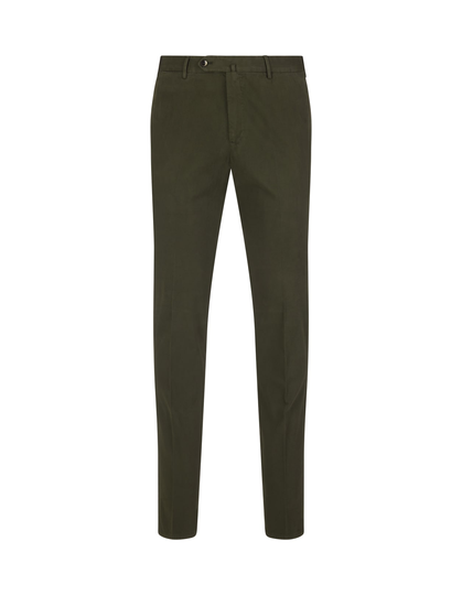 PT01 Slim Fit Trousers In Military Green Stretch Gabardine