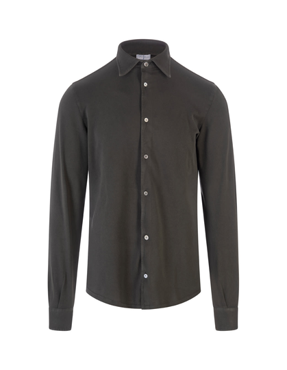 Fedeli Military Green Piquet Polo Shirt