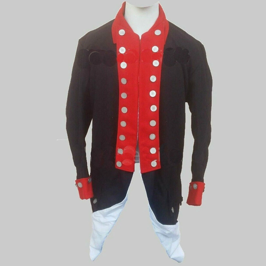 New Black & Red Continental Regimental Coat Revolutionary War Coat, Men's Hussar Jacket