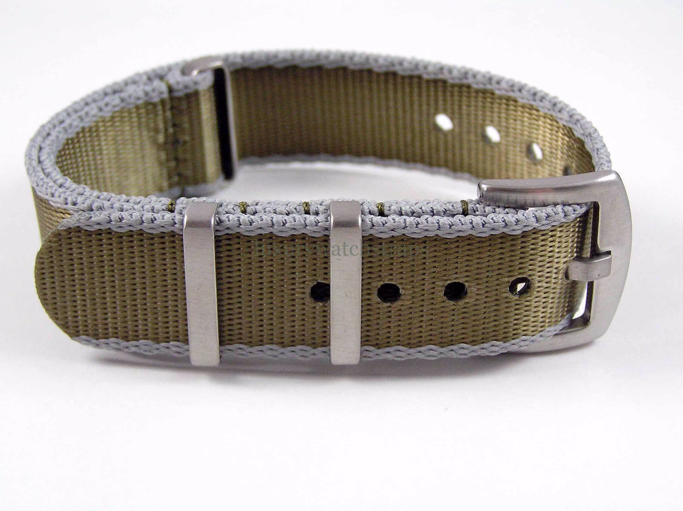 Ultimate Dense Twill Nato® Olive Green Grey Accent Strap For All 20mm 22mm Models Fits Breitling Tudor Black Bay Tag Heuer Panerai Watches