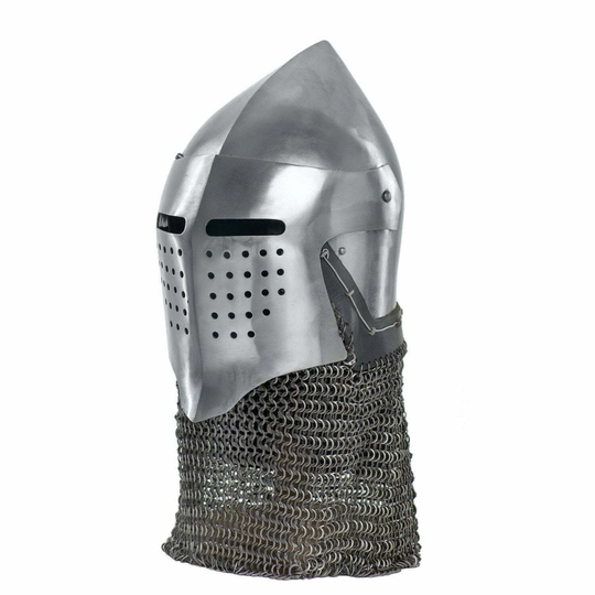 Custom Sca Hnb 16 Gauge Steel Medieval Combat Bascinet Helmet W Aventail