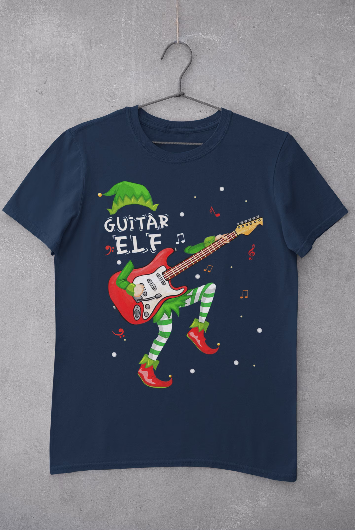 The Guitar Elf Playing Electric Funny Christmas T Shirt Xmas Festive Gift For Guitarist G12