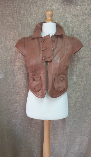 Butter Soft Lamb Leather Jacket Brown Distopian Military Cosplay Lrp Size Large 38 Inch Chest
