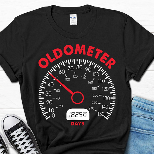 50Th Birthday Gift T-Shirt, Oldometer 50 Shirt For Men, Dad, Husband, Car Tee, Funny Men's Him