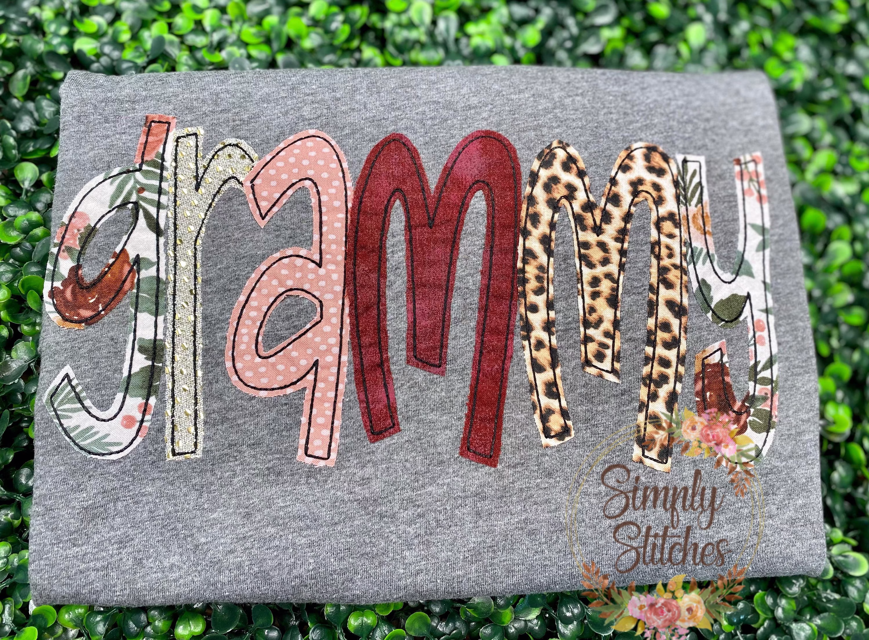Grandmother/Mama/Mom/Momma/Name Applique Shirt Or Raglan ~Raggy Edge Applique~