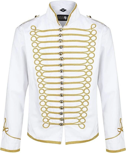 White Military Steampunk Hussar Parade Jacket Men's Tunic Hussars Uniform For Men & Women