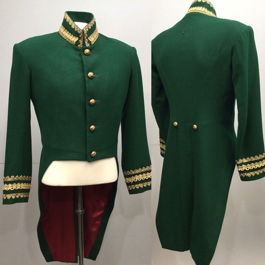 New Men's Green Coat Military 19Th Century Wool Tailcoat , Hussar Jacket