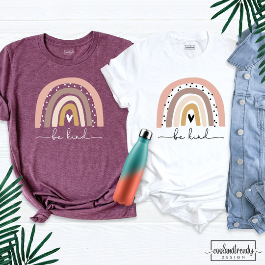 Be Kind Rainbow Shirt, Kindness Teacher Gift Motivational Positive T-Shirt, Boho Shirt