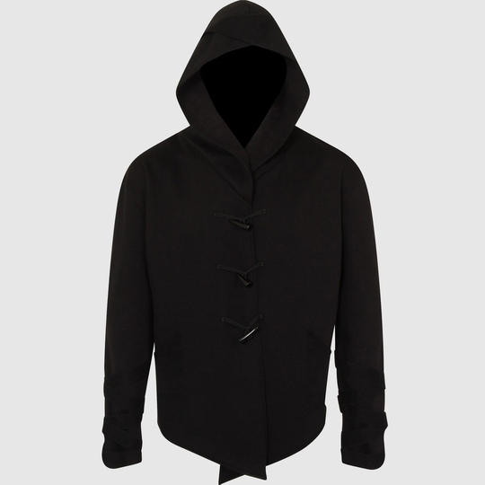 Men's Ninja Hoody Style Jacket, Black Cotton Gothic Style Steampunk Jacket