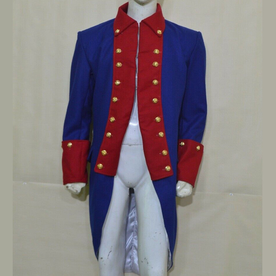 New Men's Army Blue Coat American War Of Independence 18Th Century Jacket , Men's British Hussar Jacket
