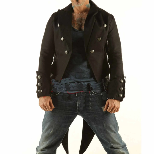 New Vintage Men's Black Long Morning Tailcoat Gothic Steampunk Jacket Top Wool Custom Made Coat Worldwide Expedited Shipping