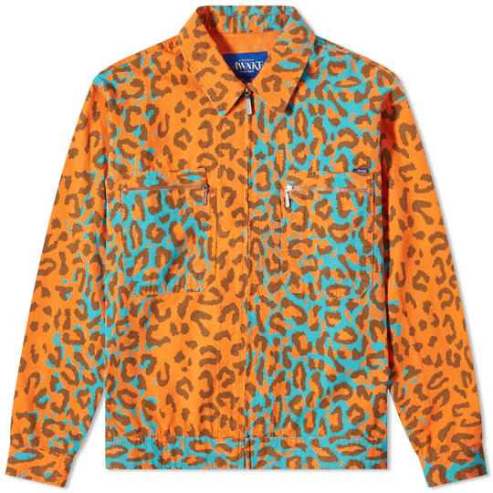 Awake NY Cargo Collared Military Jacket Printed Leopard