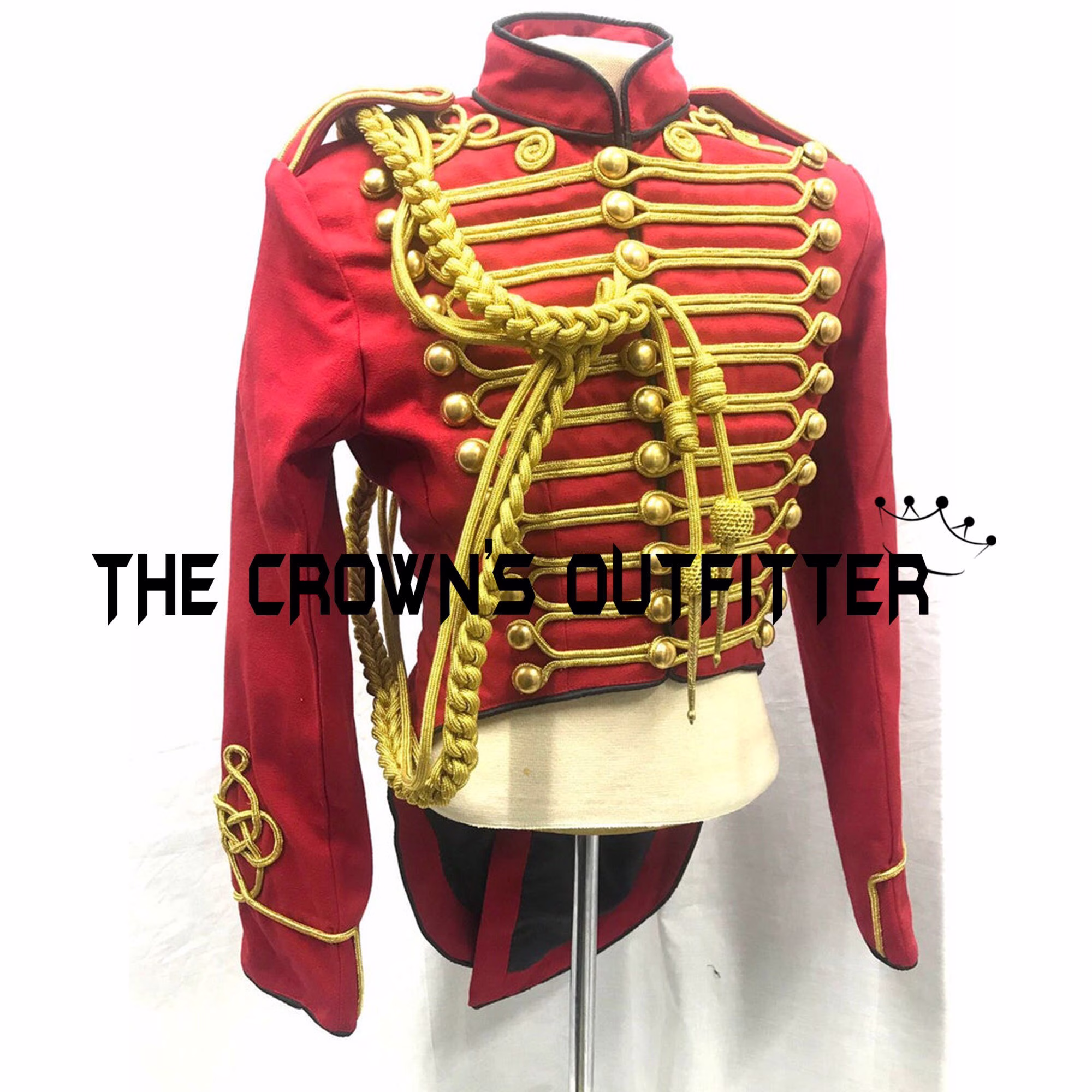 New Men's Ring Master Hussar Red Wool Tail Coat Jacket With Aiguillette Expedited Shipping