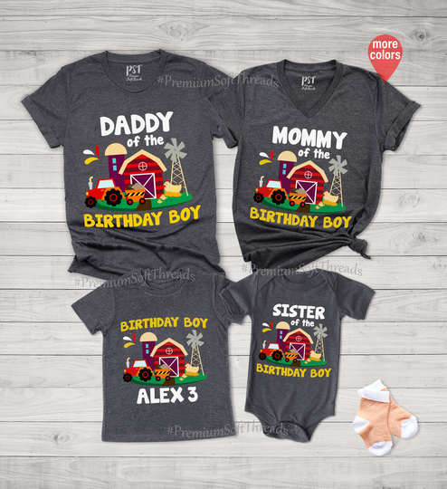 Personalized Matching Family Birthday Shirts, Farmer Outfits, Farm Shirt, Mother, Brother, Sister, Daddy