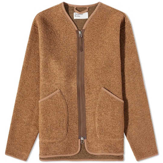 Universal Works Wool Fleece Zip Liner Jacket Taupe