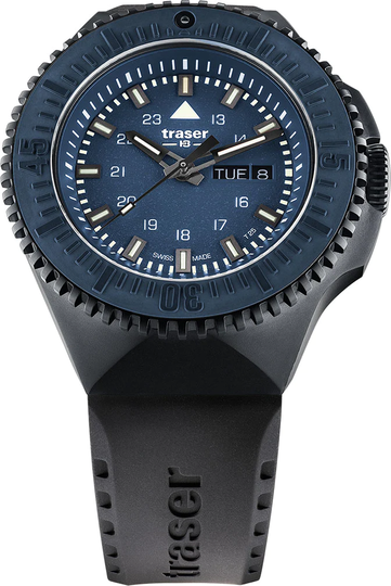 Traser H3 Watch P69 Black Stealth Blue Rubber